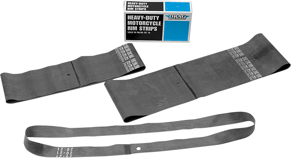 DRAG SPECIALTIES Heavy Duty Rubber Rim Strip - 15" x 5" - Center Valve Hole - 10 Pack