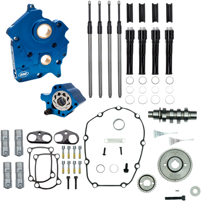 S&S CYCLE Cam Chest Kit with Plate - Gear Drive - Water Cooled - 475 Cam - Black Pushrods- M8