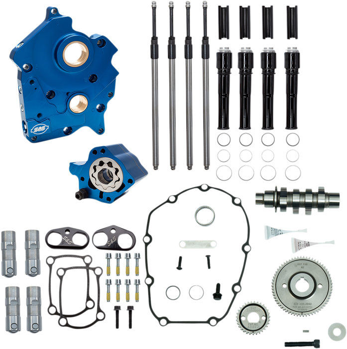 S&S CYCLE Cam Chest Kit with Plate - Gear Drive - Water Cooled - 465 Cam - Black Pushrods - M8