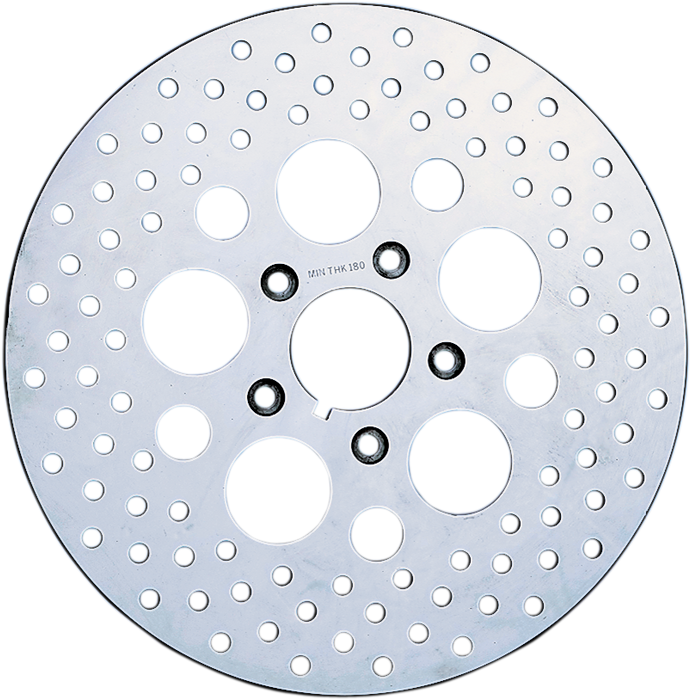 DRAG SPECIALTIES Vintage Polished Stainless Steel Drilled Brake Rotor - Front - 10"
