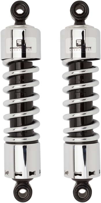 PROGRESSIVE SUSPENSION 412 Series Shock - 12" - Standard - Chrome - 412 - '91-'17 DYNA