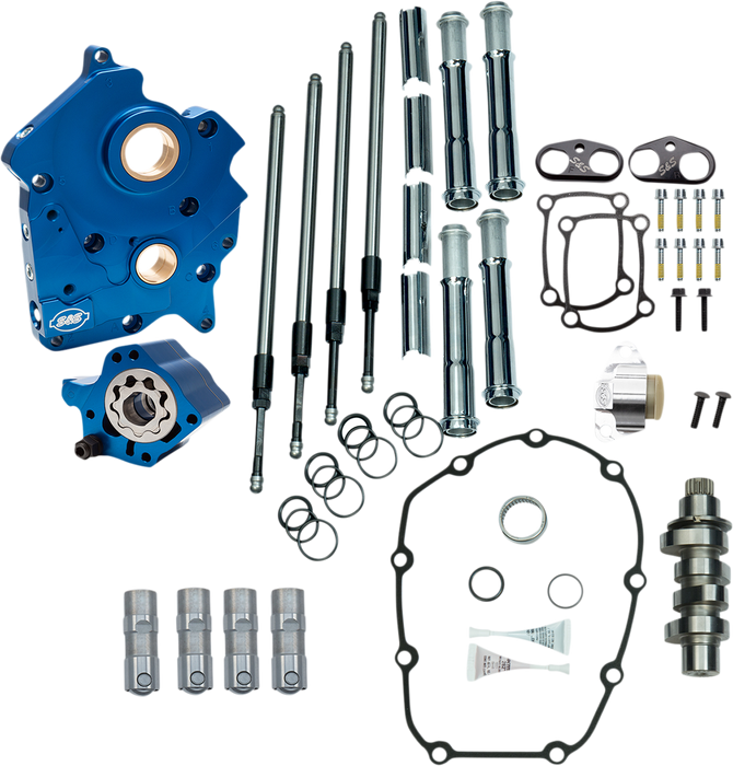 S&S CYCLE Cam Chest Kit with Plate - Chain Drive - Oil Cooled - 475 Cam - Chrome Pushrods - M8