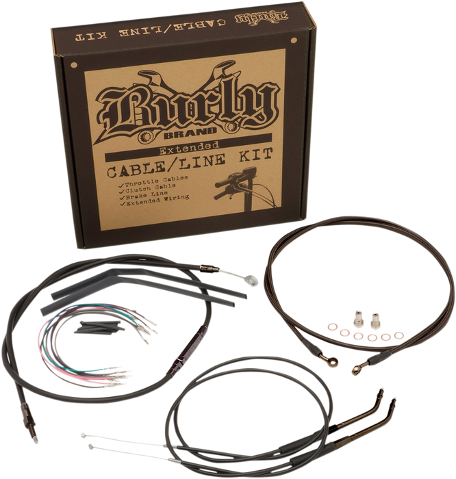 BURLY BRAND Cable Kit - Jail Bar - 12" Handlebars - Black Vinyl
