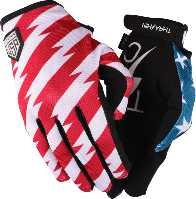 THRASHIN SUPPLY CO. Stars & Bolts Stealth Gloves - Red/Blue - Large
