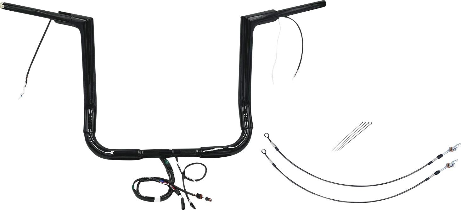 FAT BAGGERS INC. EZ Install Wired 1-1/2" Flat Top Handlebar Kit - 14" - Black 601214-B