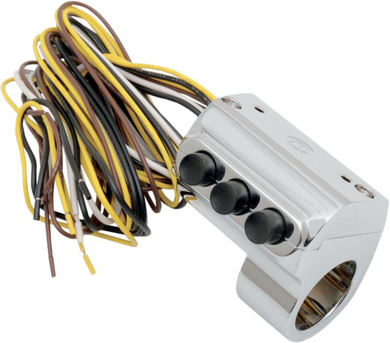PERFORMANCE MACHINE (PM) Contour Billet Handlebar Switch - Left Side - Three Button - Cable Clutch - Chrome