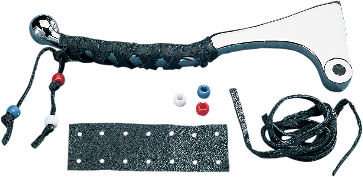 DRAG SPECIALTIES Universal Cruiser Style Hand Lever Covers - Black - Beads Leather