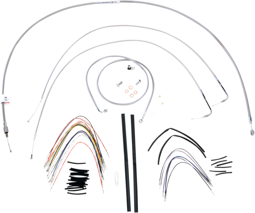 BURLY BRAND Handlebar Cable/Brake Line Kit - Complete - 16" Ape Hanger Handlebars - Stainless Steel