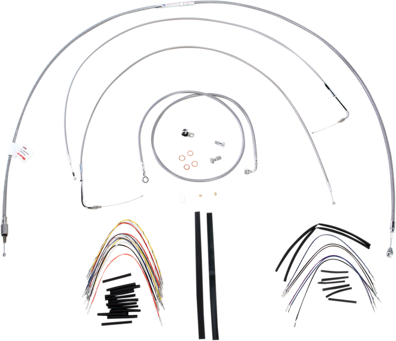 BURLY BRAND Handlebar Cable/Brake Line Kit - Complete - 18" Ape Hanger Handlebars - Stainless Steel
