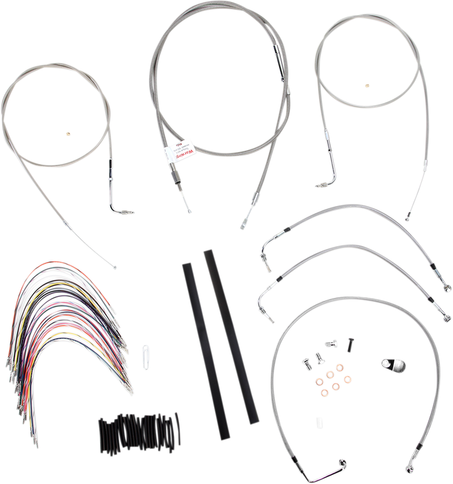BURLY BRAND Handlebar Cable/Brake Line Kit - Complete - 18" Ape Hanger Handlebars - Stainless Steel