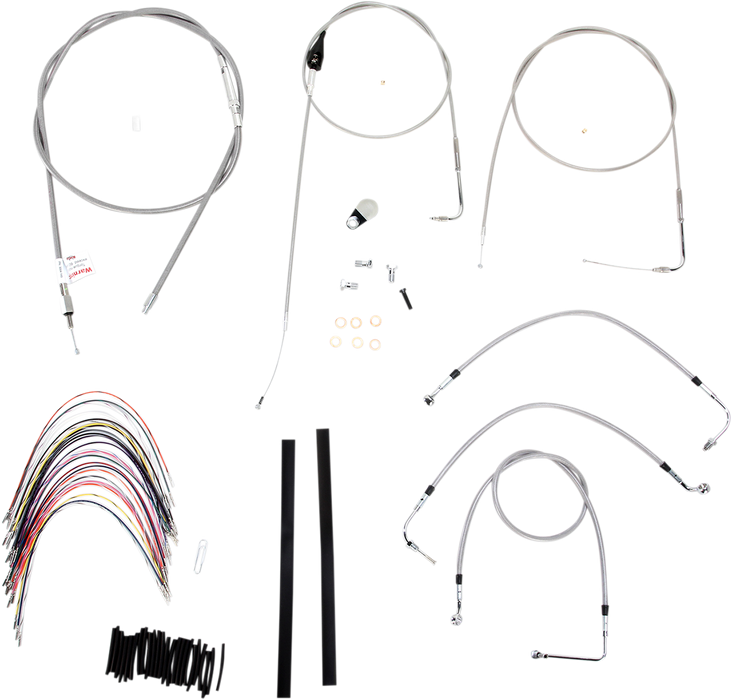 BURLY BRAND Handlebar Cable/Brake Line Kit - Complete - 16" Ape Hanger Handlebars - Stainless Steel