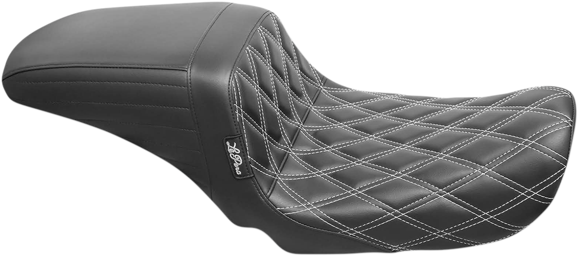 LE PERA Kickflip Seat - Double Diamond - White Stitching - Black - Dyna '06-'17