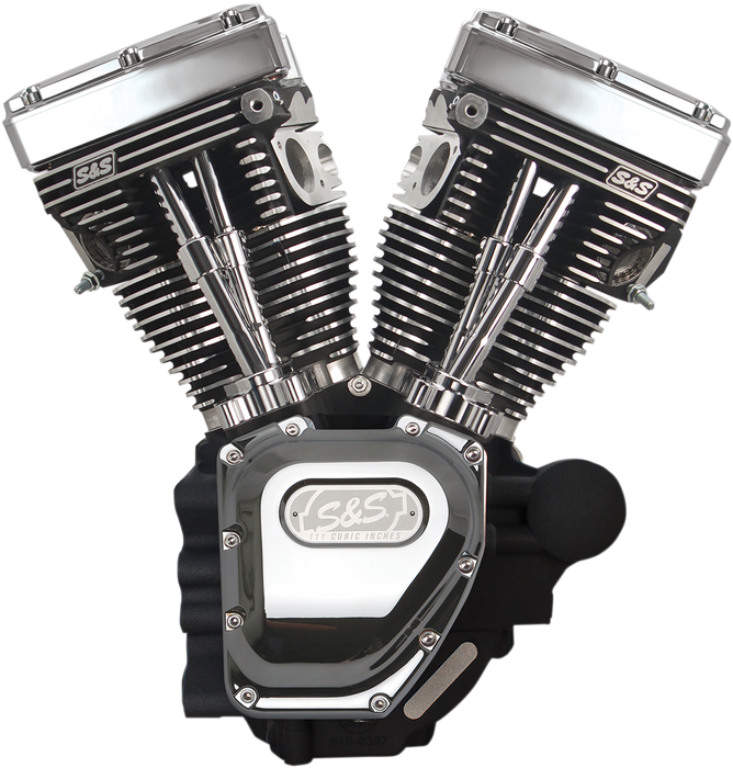 S&S CYCLE T111 Long Block Engine - Wrinkle Black and Chrome - Touring