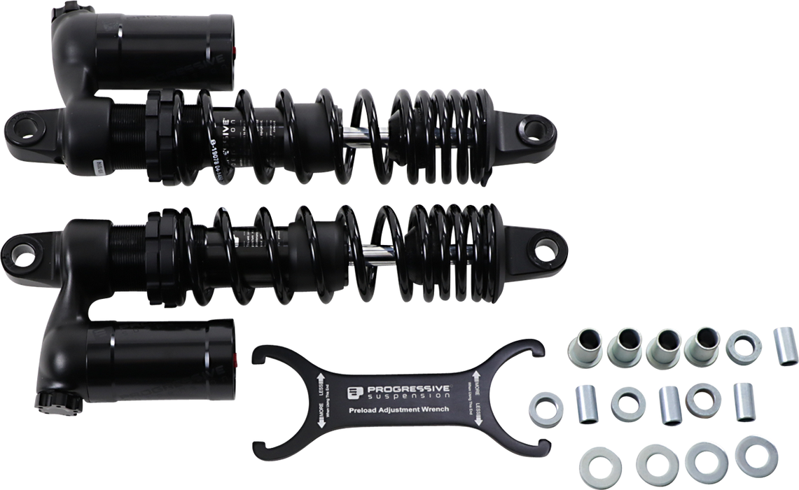 PROGRESSIVE SUSPENSION 970 Series Piggyback Shocks - Gloss Black/Matte Black - 13.00" 970 - '82-'93 DYNA