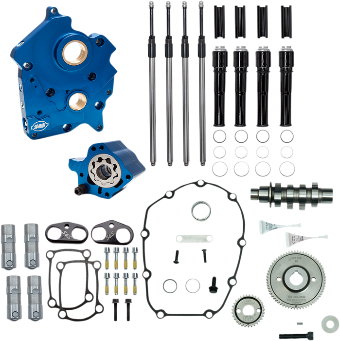 S&S CYCLE Cam Chest Kit with Plate - Gear Drive - Oil Cooled - 475 Cam - Black Pushrods - M8