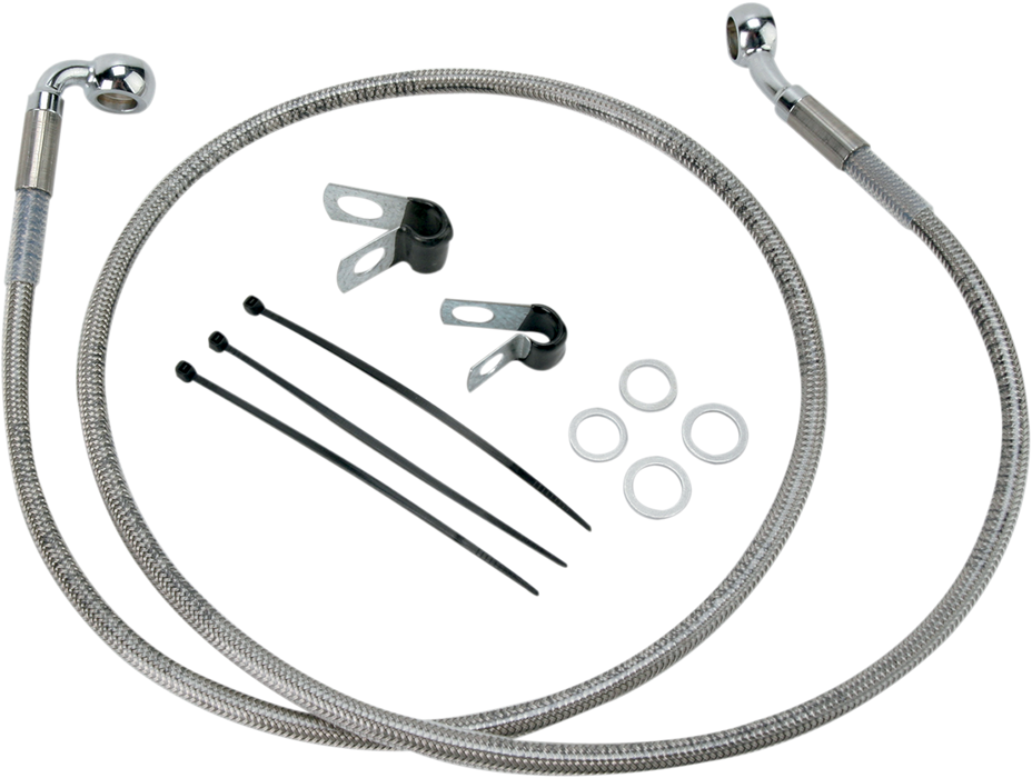 DRAG SPECIALTIES Extended Length Stainless Steel Brake Line Kit - Front - +4" - FXD '00-'05