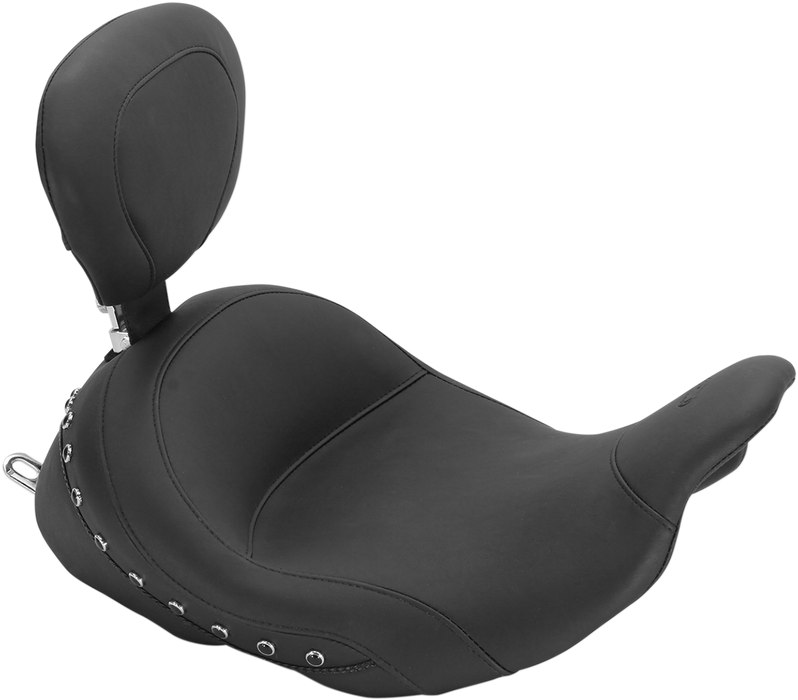 MUSTANG Lowdown™ Solo Seat with Driver Backrest - Black Studs - Touring '09-'21