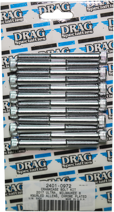 DRAG SPECIALTIES Bolt Kit - Crankcase - Chrome - Knurled - M8