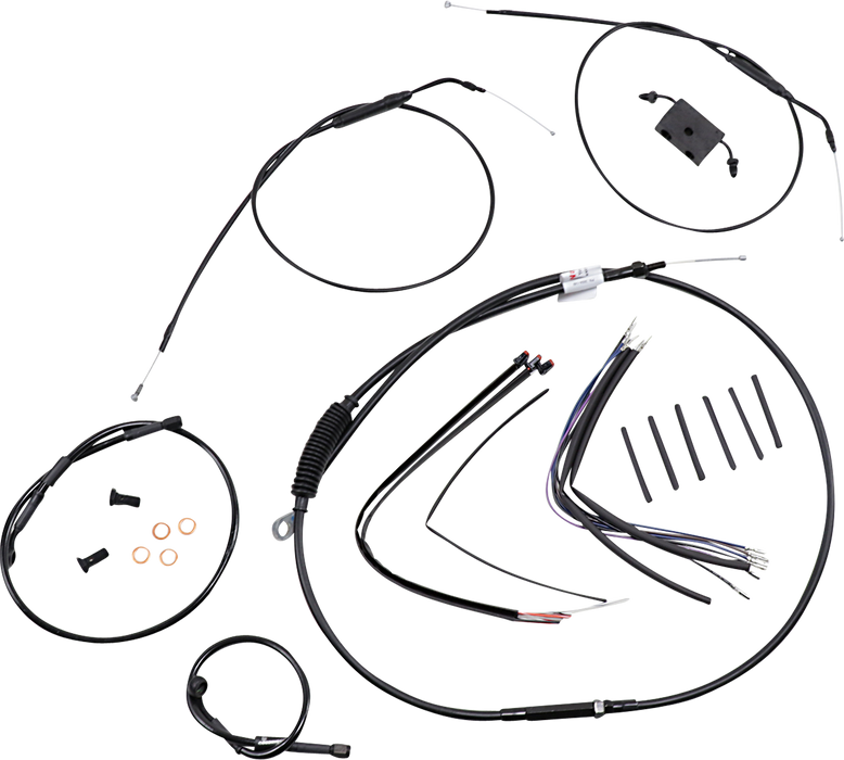 BURLY BRAND Handlebar Cable and Brake Line Kit - Extended - Sportsters - 12" Ape Hanger Handlebars - ABS