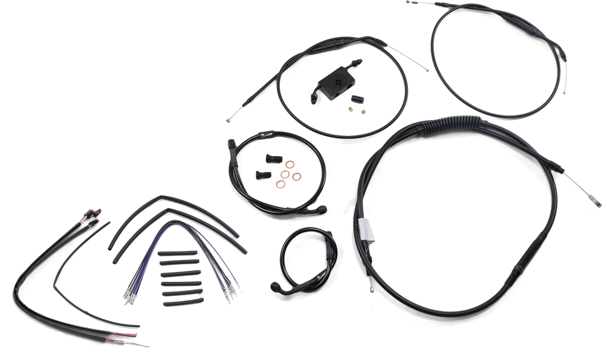 BURLY BRAND Handlebar Cable and Brake Line Kit - Extended - Sportsters - 12" T-Bar Handlebars - ABS