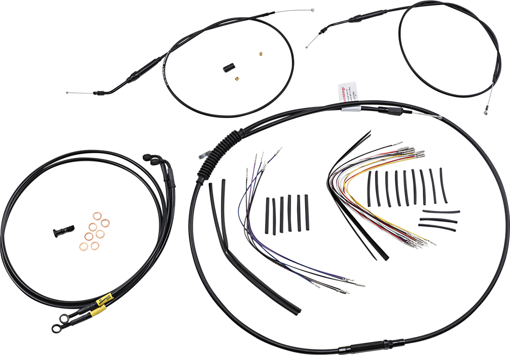 BURLY BRAND Cable Kit - Jail Bar - 14" Handlebars - Black Vinyl