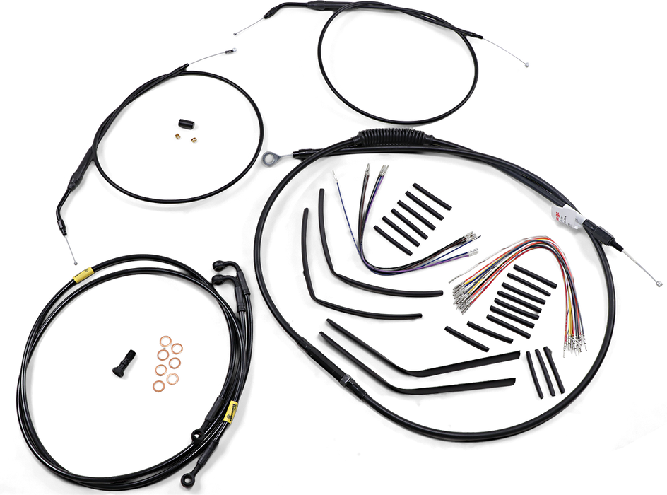 BURLY BRAND Cable Kit - Jail Bar - 12" Handlebars - Black Vinyl