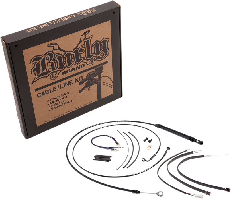BURLY BRAND Cable Kit - Jail Bar - 12" Handlebars - Black Vinyl