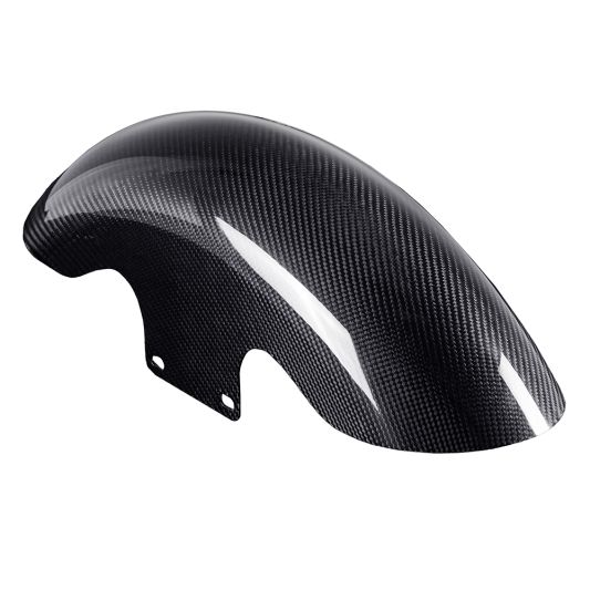 ADVANBLACK Carbon Fiber 19-inch Chopped Front Fender w/ Black Spacer Mounts for '14-'23 Harley Touring