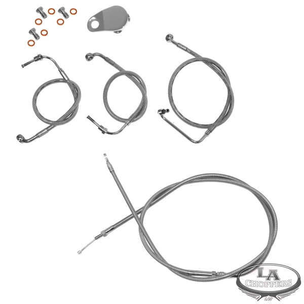 LA CHOPPERS - CABLE AND BRAKE LINE KIT STAINLESS BRAIDED FOR 12"-14" APE HANGERS