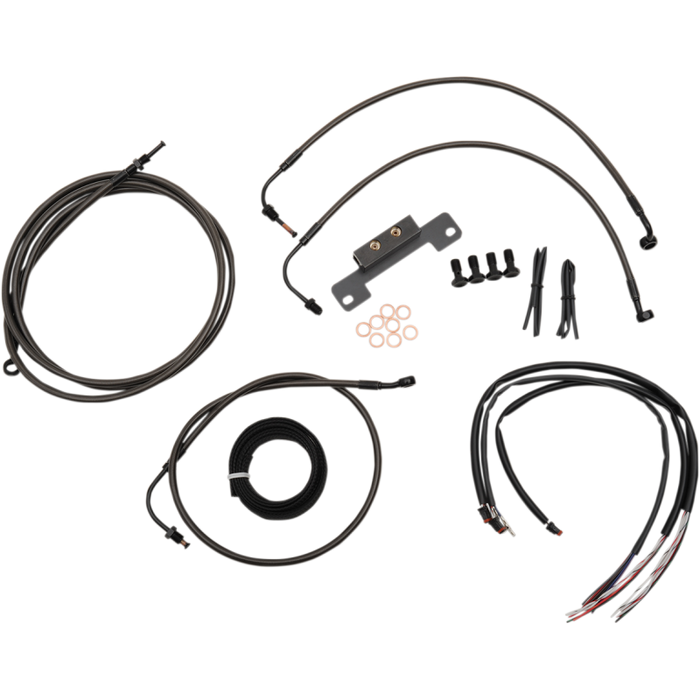 LA CHOPPERS Complete Midnight Braided Handlebar Cable/Brake Line Kit 12-14" Batwing 16