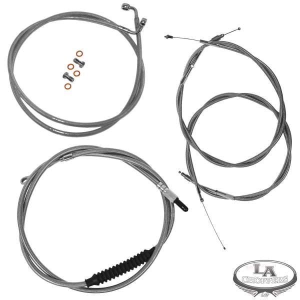 LA CHOPPERS - 12-14" APE CABLE KIT BRAIDED STAINLESS