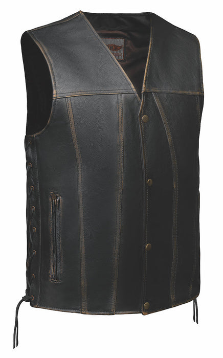 UNIK LEATHER - Mens Brown Leather Vest