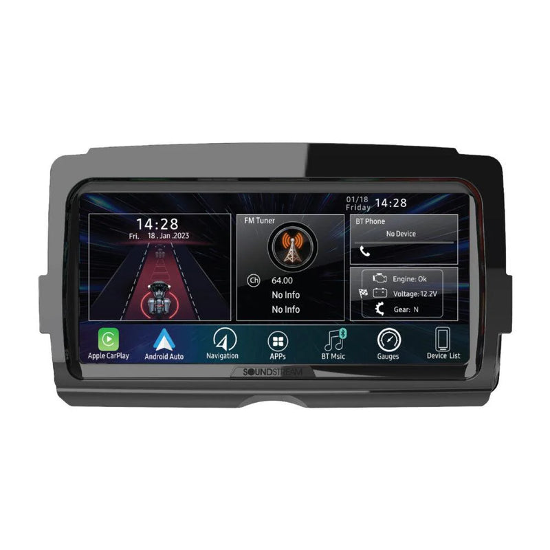 soundstream harley radio soundstream v2 displaying the home screen