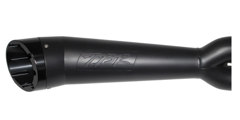 TBR Comp-S 2-into-1 Shorty Exhaust System - Black with  Black Turnout End Cap - Touring '17-'24