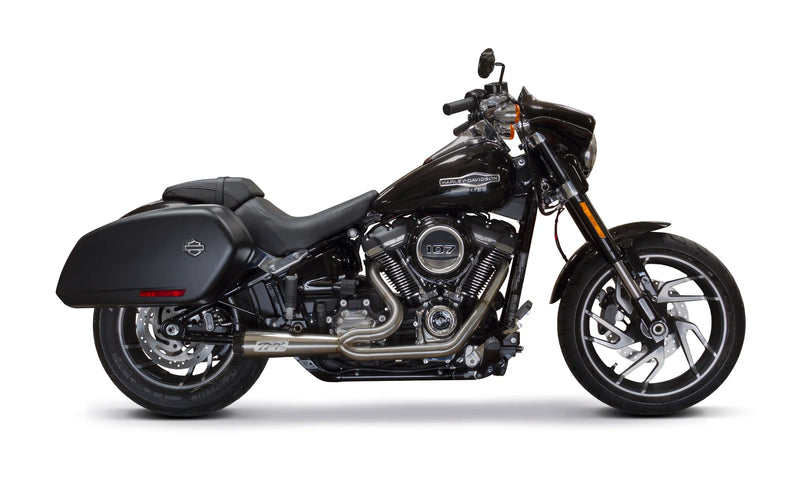 TBR Comp-S 2-into-1 Exhaust System - Brushed with Carbon Fiber End Cap - Softail '18-24
