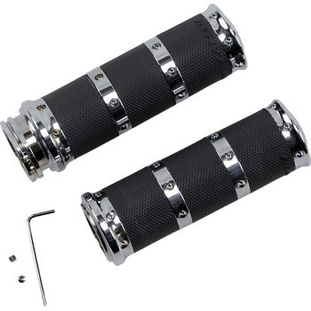 PERFORMANCE MACHINE (PM) Contour XL Renthal Wrapped Grips - Cable - Chrome