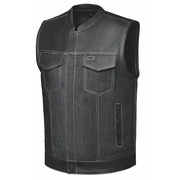  Featuring four exterior pockets, two inside concealed carry pockets, a zip snap main closure, antique brass hardware, and a one-panel back, this vest provides both practicality and unique aesthetic appeal.