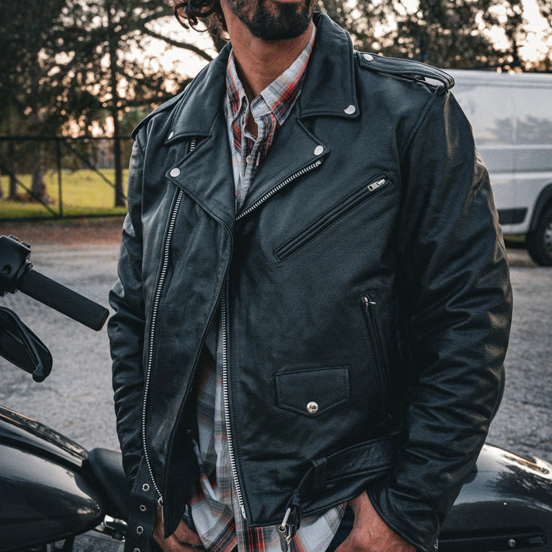 Brando - Mens Motorcycle Biker Leather Jacket