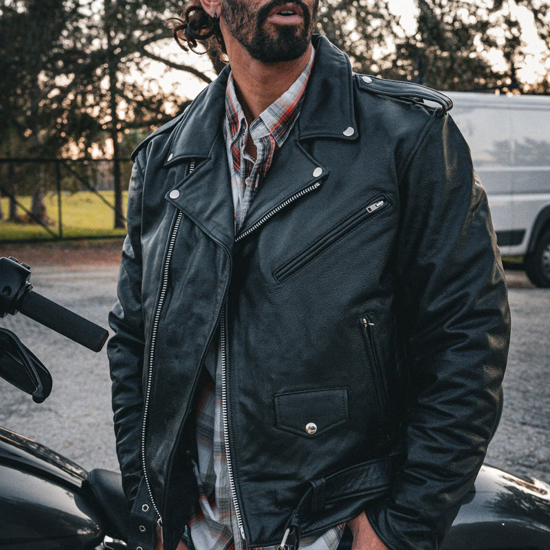 Ozzy - Mens Motorcycle Biker Leather Jacket