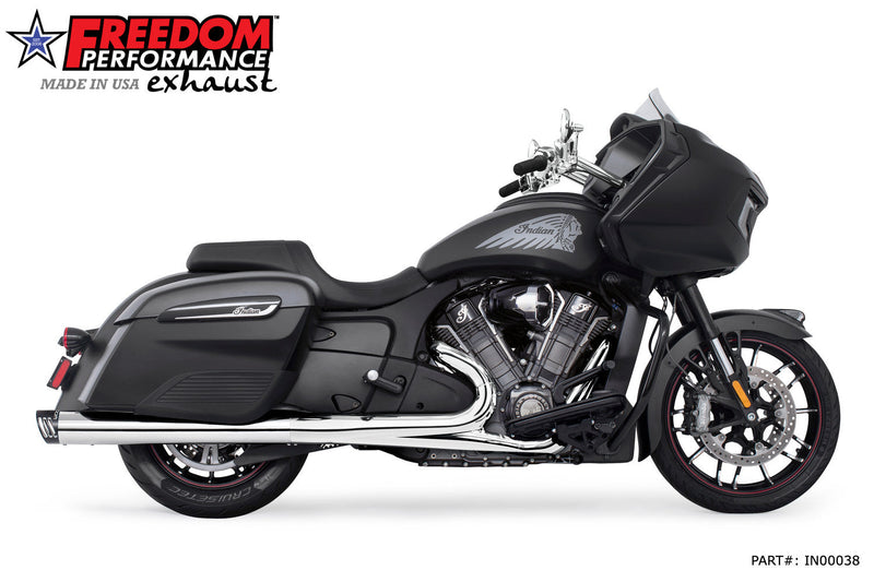 FREEDOM EXHAUST INDIAN 4" SLIP-ONS FOR CHIEFTAIN / ROADMASTER / CHALLENGER / PURSUIT WITH HARD BAGS