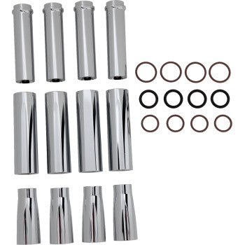 ARLEN NESS Pushrod Tube Cover Kit - Deep Cut - Chrome - Twin Cam