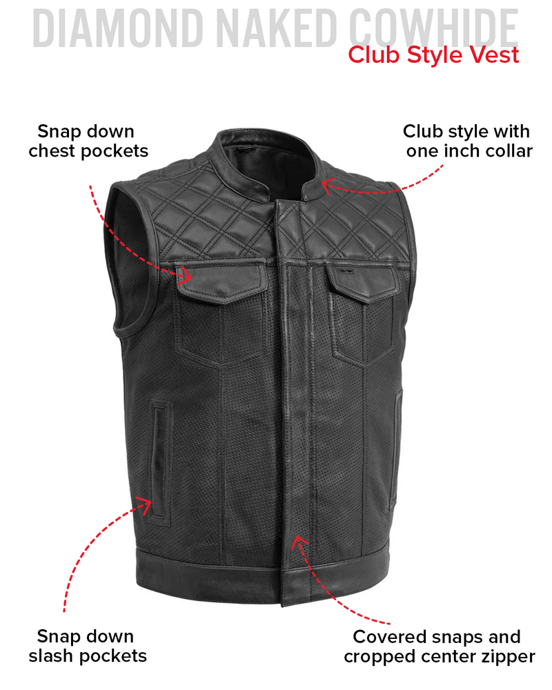 Downside Perforated Men's Motorcycle Leather Vest
