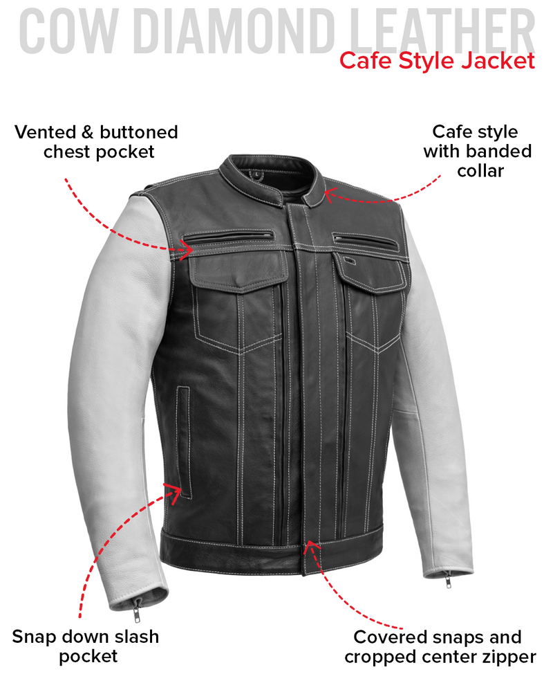 Vincent Men's Cafe Style Leather Jacket