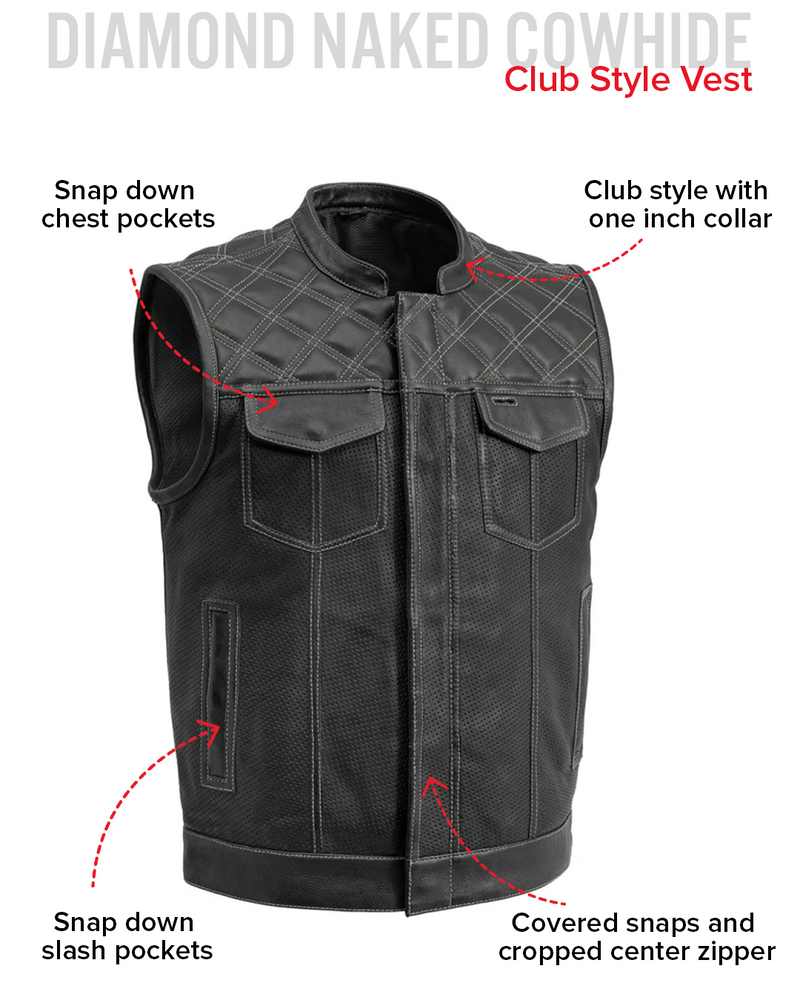 Downside Perforated Men's Motorcycle Leather Vest