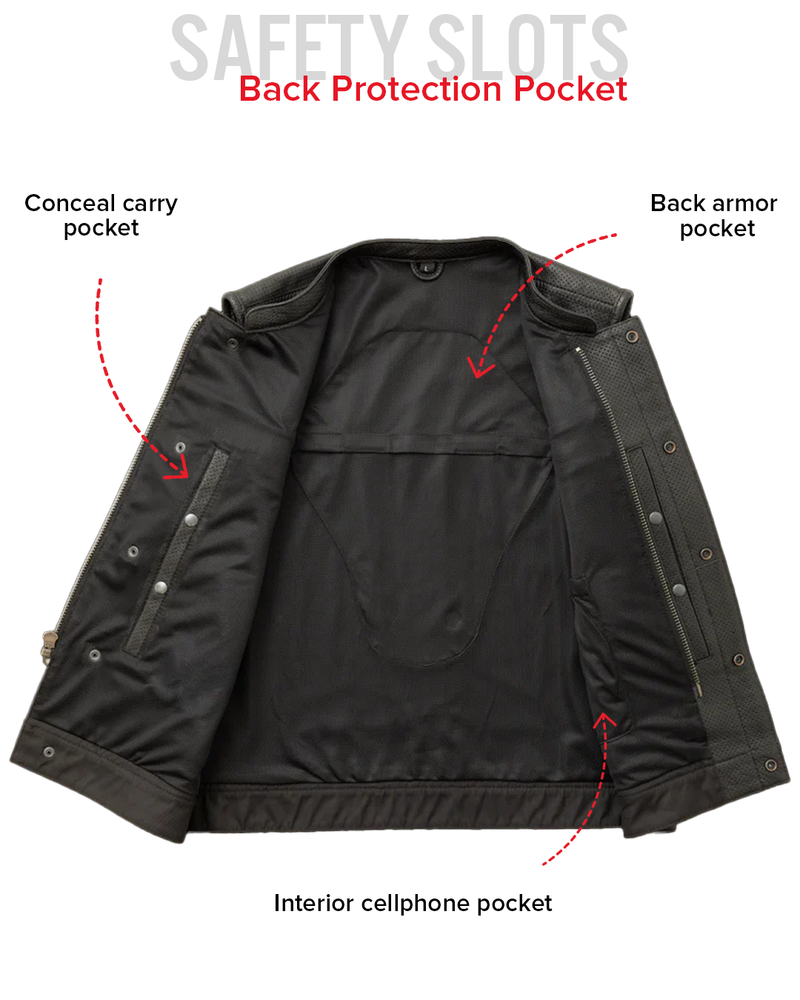 Lowside Men's Perforated Motorcycle Leather Vest
