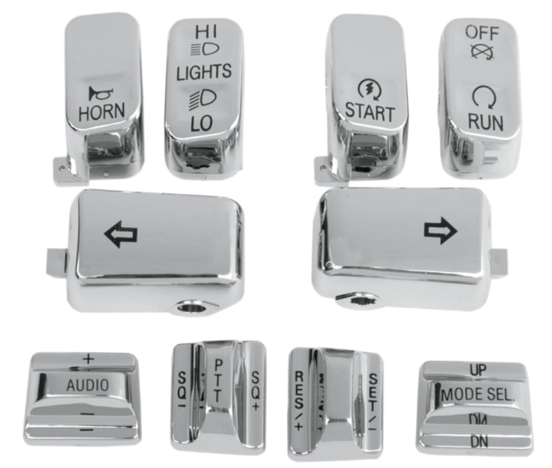 DRAG SPECIALTIES Replacement Handlebar Switch Caps with Radio/Cruise Control - Chrome