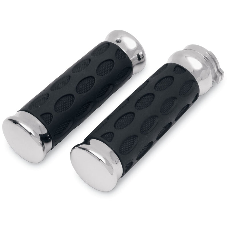 DRAG SPECIALTIES Hotop Style Rubber Grips w/ Throttle Sleeve - Chrome/Rubber