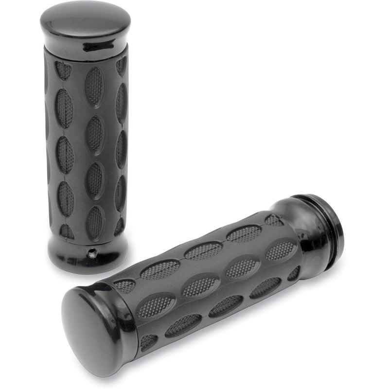 DRAG SPECIALTIES Hotop Style Rubber Grips - TBW - Black/Rubber