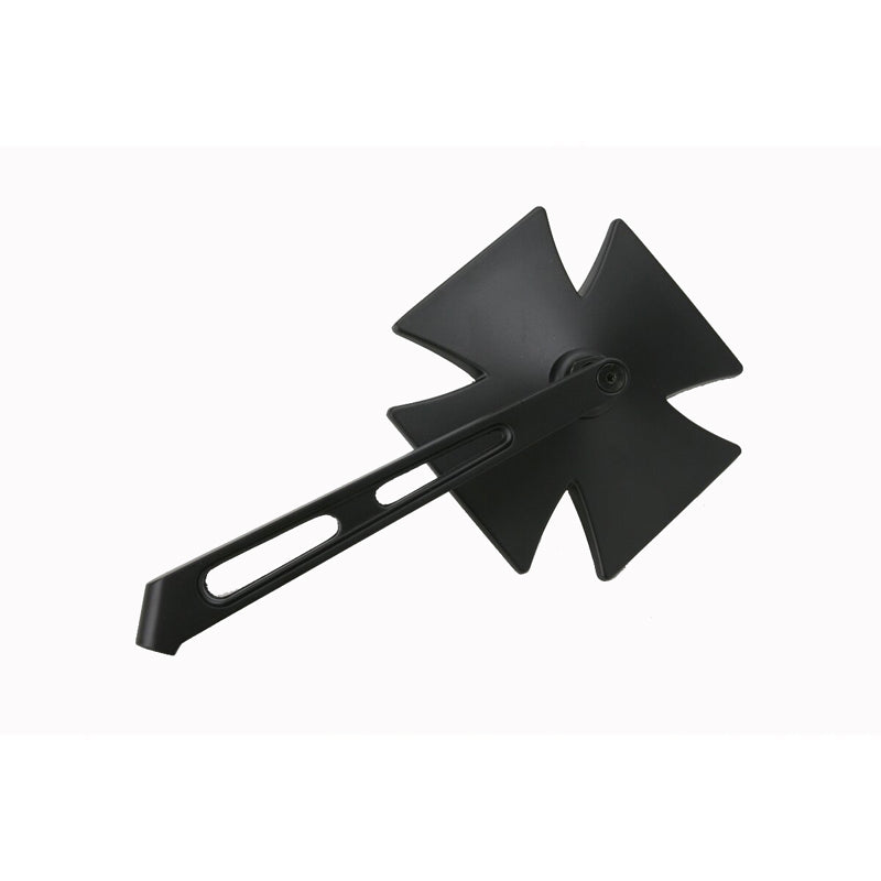 DRAG SPECIALTIES Die-cast Maltese Cross Mirror - Air-Glide Stem - Matte Black