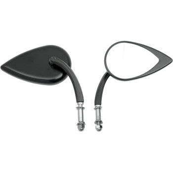 DRAG SPECIALTIES Mirror - Side View - Teardrop - Black - Curved/Short Stem - Left/Right